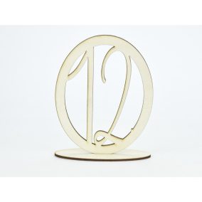 Natúr fa - Asztalszám ovális keretben 12-es 15,5cm