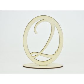 Natúr fa - Asztalszám ovális keretben 2-es 15,5cm