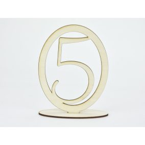 Natúr fa - Asztalszám ovális keretben 5-ös 15,5cm