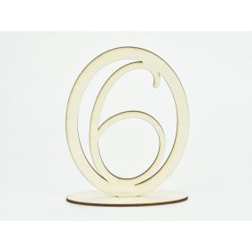 Natúr fa - Asztalszám ovális keretben 6-os 15,5cm