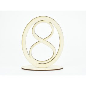 Natúr fa - Asztalszám ovális keretben 8-as 15,5cm