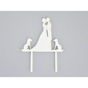 Fa - Tortadísz kutyás esküvő fehér
