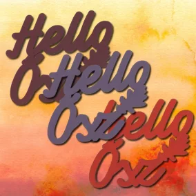   Bíbor "Hello Ősz" felirat színes 7,5x8,5cm 3db/csomag