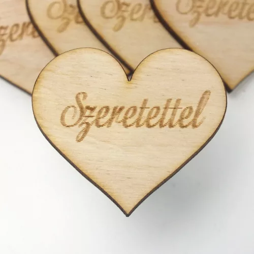 Natúr fa - Szív "Szeretettel" 4cm 5db/cs