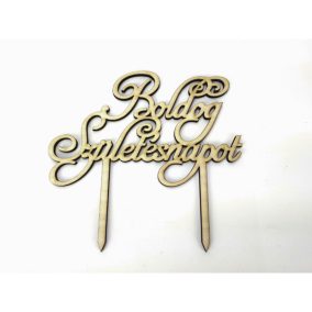   Natúr fa - Íves "Boldog Születésnapot" torta beszúró 13,5x14cm