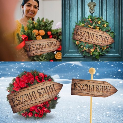 Nyomtatott dekorkarton - Északi sark útjelző 26cm