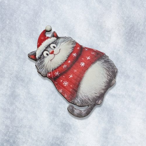 Nyomtatott dekorkarton - Téli macska 3db/csomag