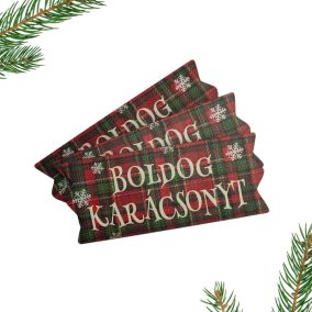   Nyomtatott dekorkarton - Karácsonyi szalag tábla - piros/zöld 3db