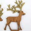Natúr fa - Beszúrós szarvas pár 2db/cs barna-arany csillámos