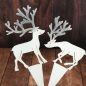   Natúr fa - Beszúrós szarvas pár 2db/cs fehér-ezüst csillámos