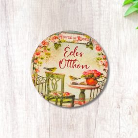   Nyomtatott fa tábla - Édes Otthon (House of roses) kör 1db