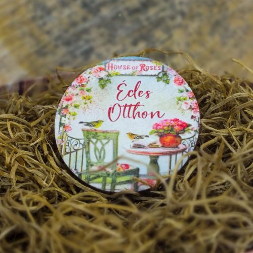 Nyomtatott fa tábla - Édes Otthon (House of roses) kör 1db