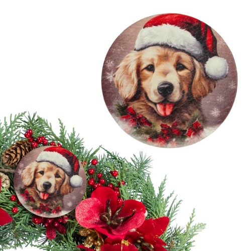 Nyomtatott fa tábla - Karácsonyi golden retriever 3db/csomag