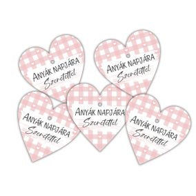 Nyomtatott fa tábla - Anyák napjára - rózsaszín 4cm 5db