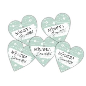 Nyomtatott fa tábla - Nőnapra - menta 4cm 5db