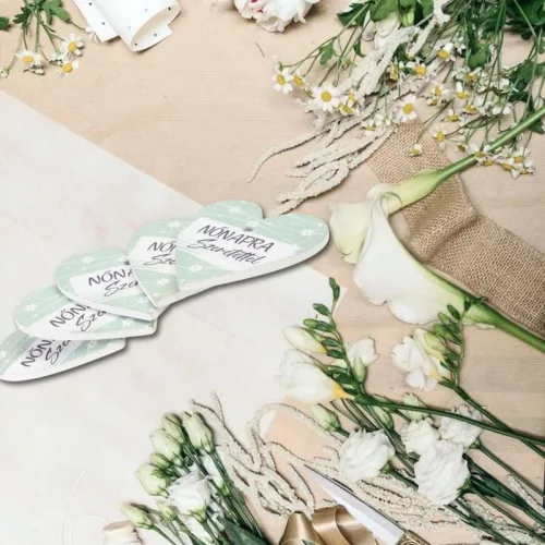 Nyomtatott fa tábla - Nőnapra - menta 4cm 5db