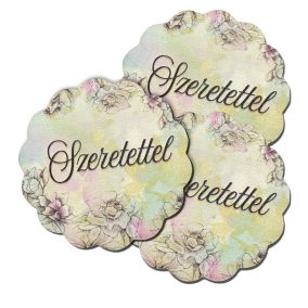   Nyomtatott fa tábla - Virágos tábla - Szeretettel 3db/csom