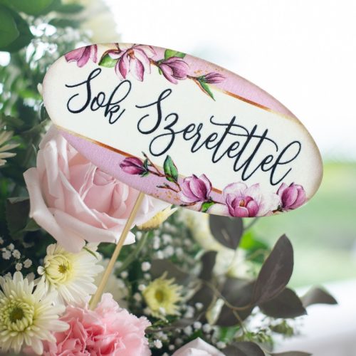 Nyomtatott dekorkarton - Sok szeretettel ovál tábla 3db