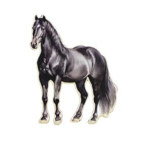 Nyomtatott dekorkarton - Ló 12cm - fekete