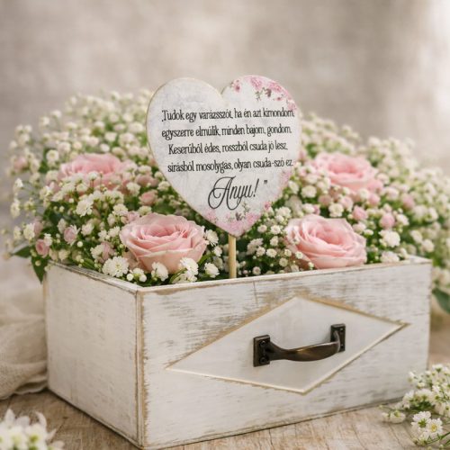 Nyomtatott dekorkarton - Anyu! idézet szív tábla 3db