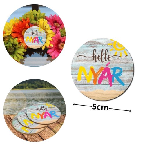 Nyomtatott dekorkarton - Hello nyár kerek táblák 3db