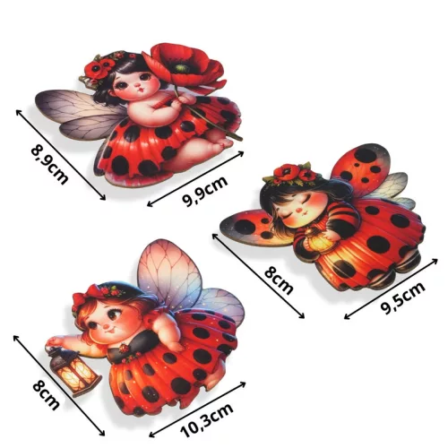 Nyomtatott dekorkarton - Katica tündérek 3db/csomag