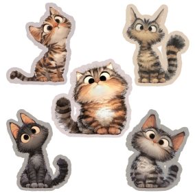 Nyomtatott dekorkarton - Macska szett 5db/csomag