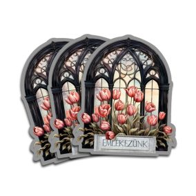   Nyomtatott dekorkarton - Emlékezünk tulipános ablak 3db/cs