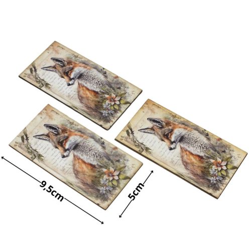 Nyomtatott dekorkarton - Vintage rókás tábla 3db/csomag