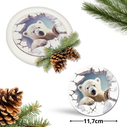 Nyomtatott fa tábla koszorú közép - Kíváncsi jegesmedve 11,8