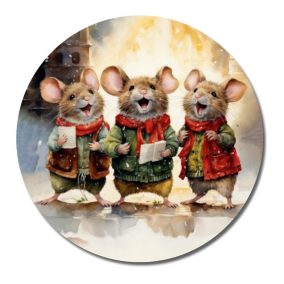   Nyomtatott fa tábla koszorú közép - Éneklő egérkék 11,8cm