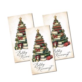   Nyomtatott dekorkarton - Boldog karácsonyt könyv fenyő 3db/csomag