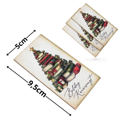 Nyomtatott dekorkarton - Boldog karácsonyt könyv fenyő 3db/csomag