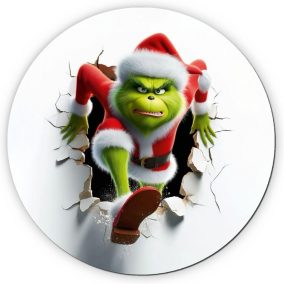   Nyomtatott fa tábla koszorú közép - Faltörő grincs 11,8cm