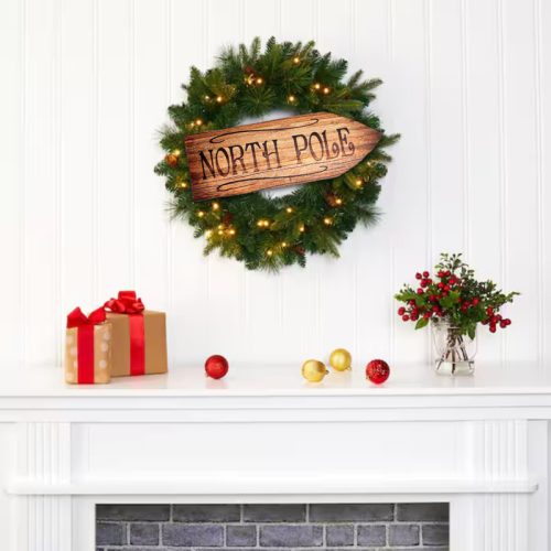 Nyomtatott dekorkarton - North Pole útjelző 26cm