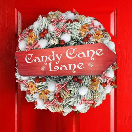 Nyomtatott dekorkarton - Candy Cane Lane útjelző 26cm