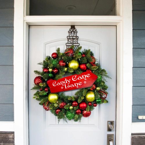 Nyomtatott dekorkarton - Candy Cane Lane útjelző 26cm