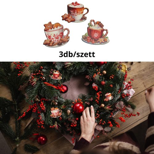 Nyomtatott dekorkarton - Karácsonyi forró csoki szett 3db/csomag