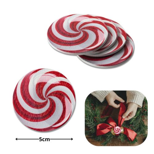 Nyomtatott fa tábla  - Karácsonyi cukorka kerek 4db/csomag