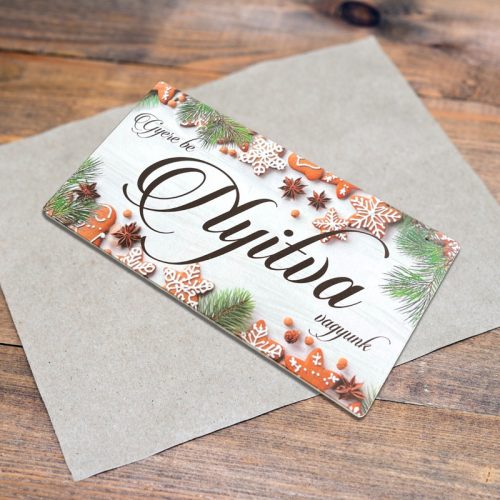 Nyomtatott fa tábla - Zárva-Nyitva tábla - téli mézeskalácsos 24,3x13cm