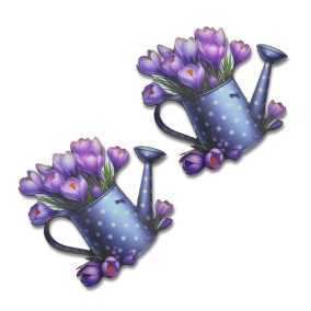   Nyomtatott dekorkarton - Virágos kanna - krókusz 8,9x9,9cm 2db/csomag