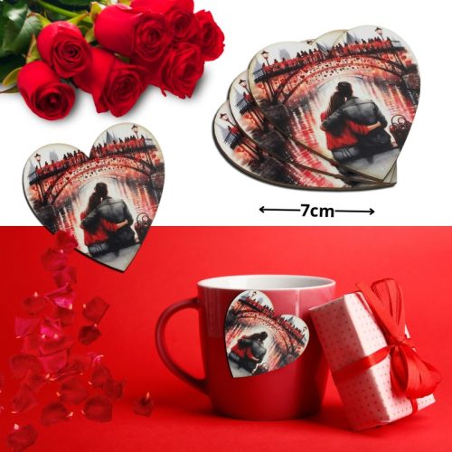 Nyomtatott dekorkarton - Szív táblák 3db/cs Szerelmes híd