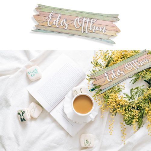 Nyomtatott dekorkarton - Édes Otthon pasztell tábla 7x20cm