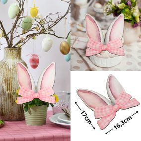 Nyomtatott dekorkarton - Nyuszifül rózsaszín 16x17cm