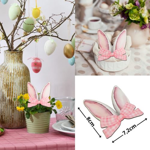 Nyomtatott dekorkarton - Nyuszifül rózsaszín kicsi 2db/csomag