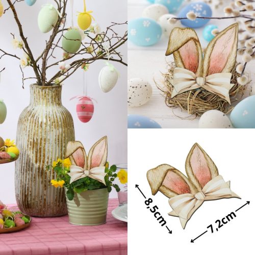 Nyomtatott dekorkarton - Nyuszifül natúr kicsi 2db/csomag