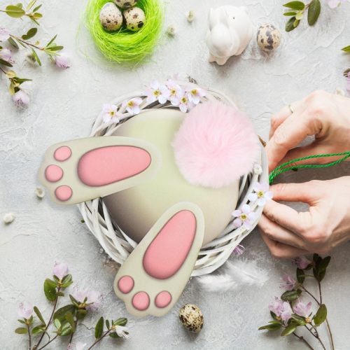 Nyomtatott dekorkarton - Nyuszi popi rózsaszín 20cm