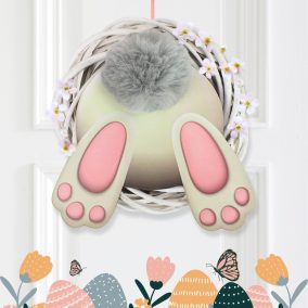 Nyomtatott dekorkarton - Nyuszi popi szürke 20cm