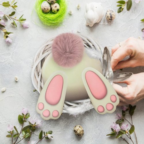 Nyomtatott dekorkarton - Nyuszi popi mályva 20cm