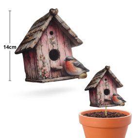 Nyomtatott dekorkarton - Madáretető rózsaszín 14x13,7cm